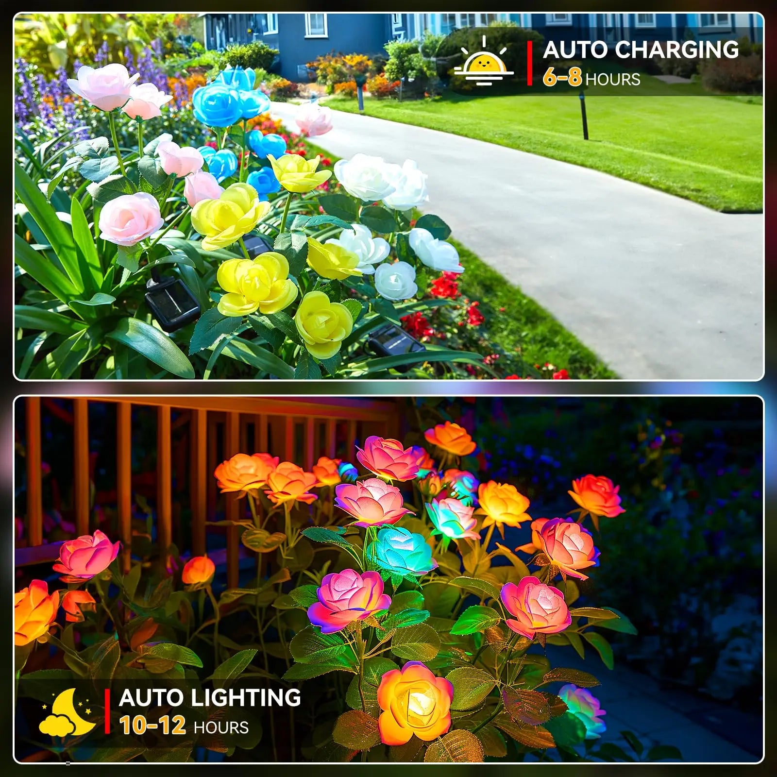 Solar Garden Lights 7 Color Changing Flowers