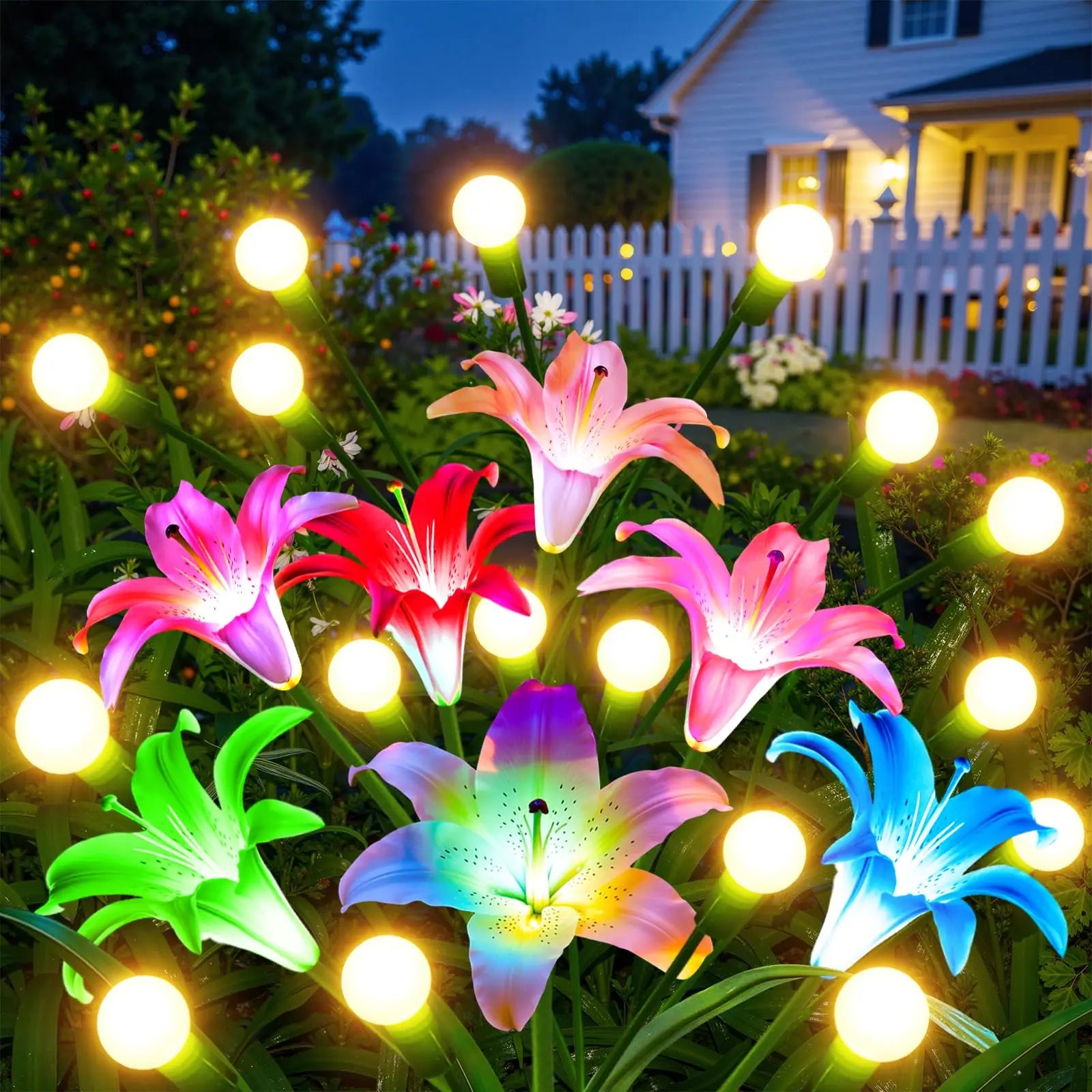 Solar Firefly Swaying Light with Colorful LED Lily Flower