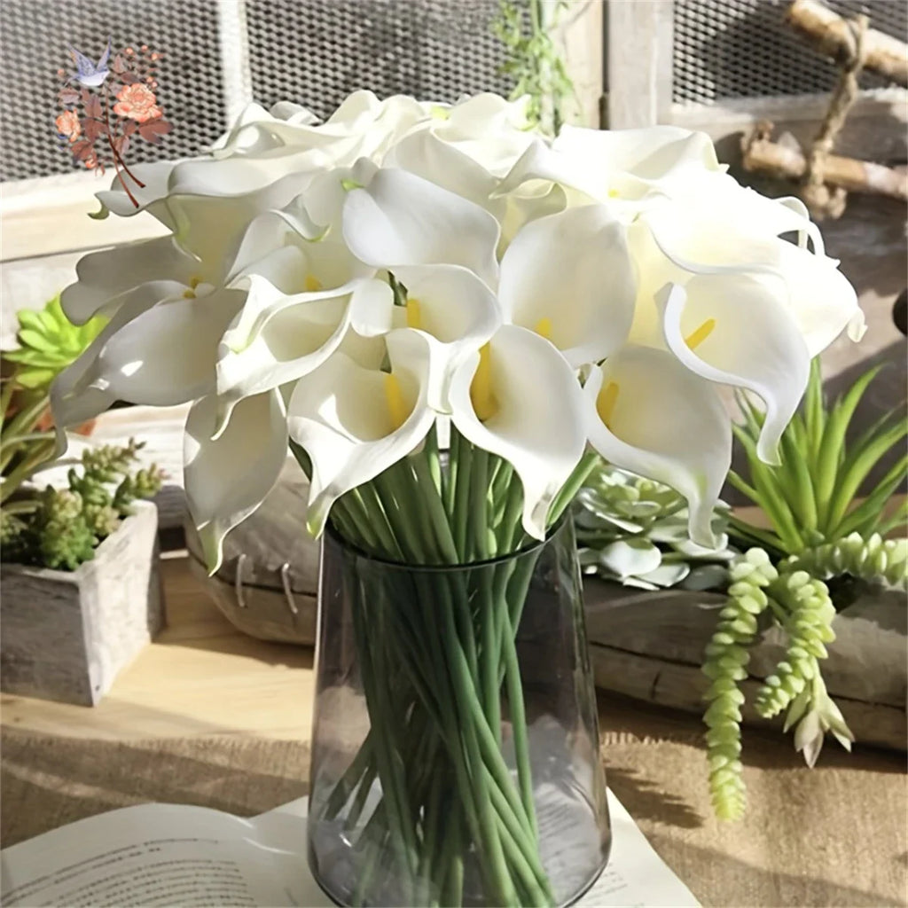 10Pcs White Artificial Calla Lily Flowers