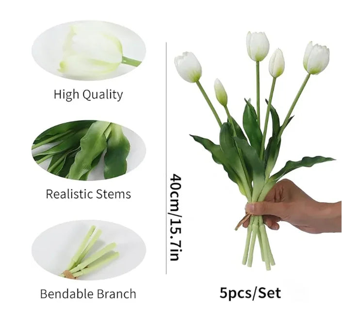 5pcs Luxury Tulip Artificial Flowers Bouquet