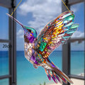 8" Acrylic Stained Glass Hummingbird Sun Catcher