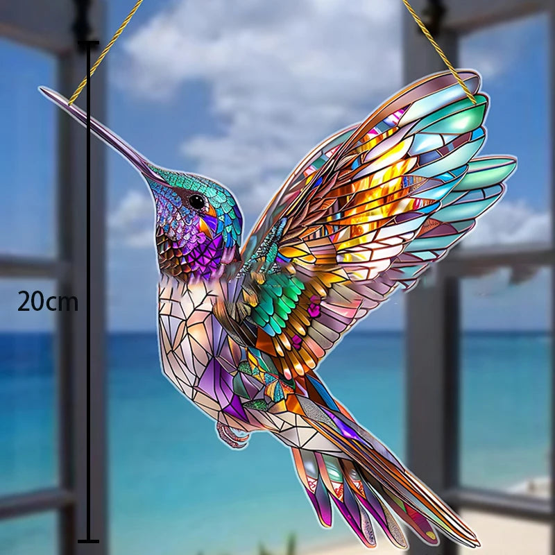 8" Acrylic Stained Glass Hummingbird Sun Catcher