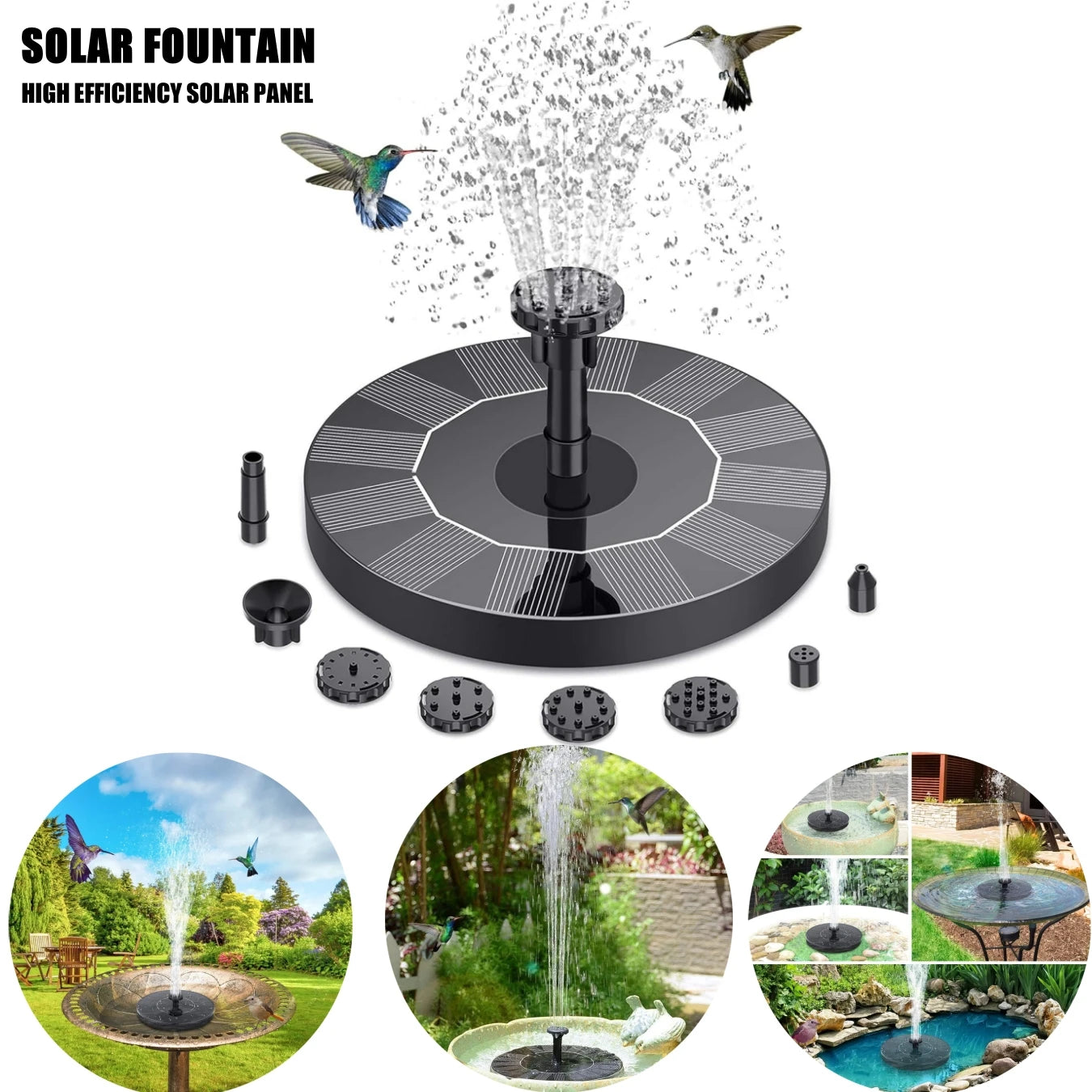 Solar Powered Outdoor Pool, Pond, & Bird Bath Water Fountain