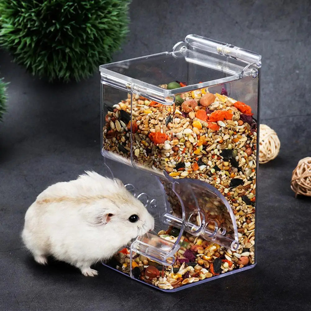 Hamster Rabbit  Guinea Pigs Clear Plastic Automatic Pet Feeder