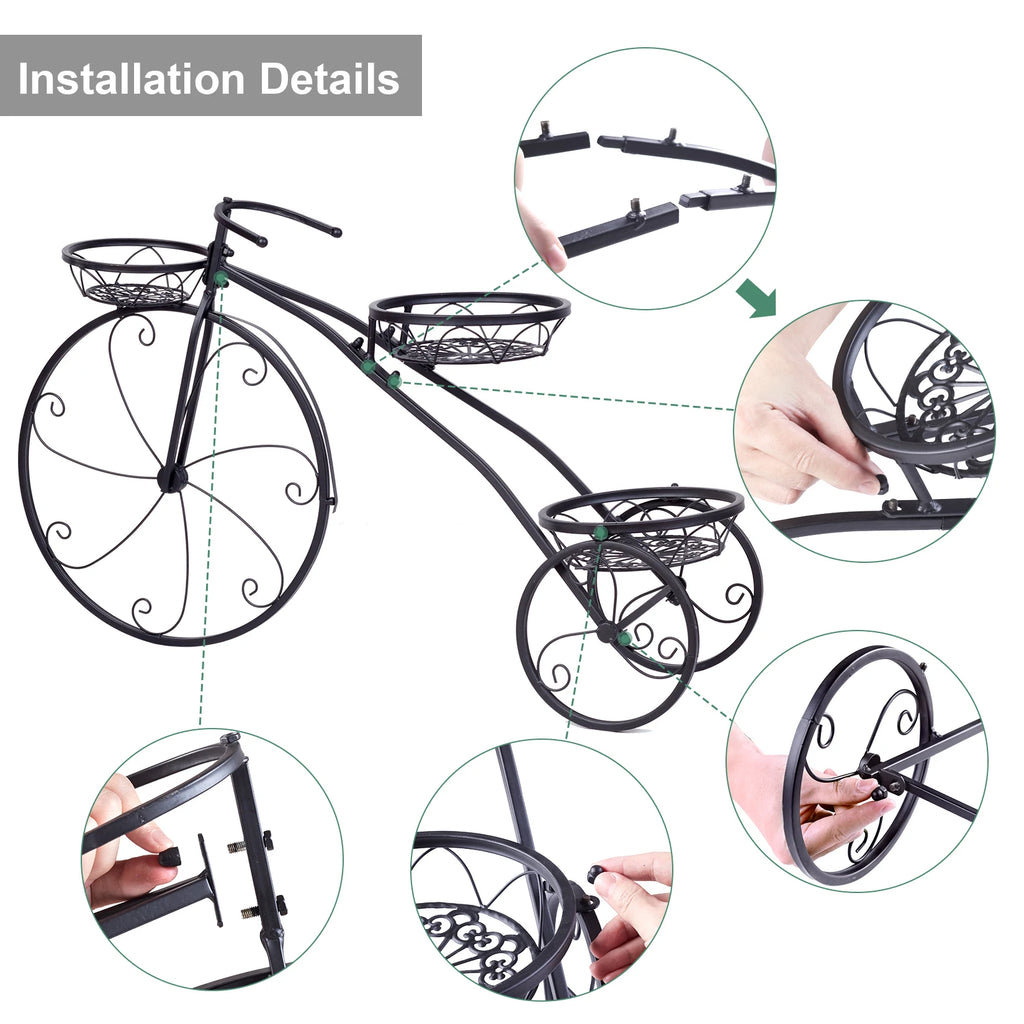 Metal 3 Tier Bicycle Plant Stand