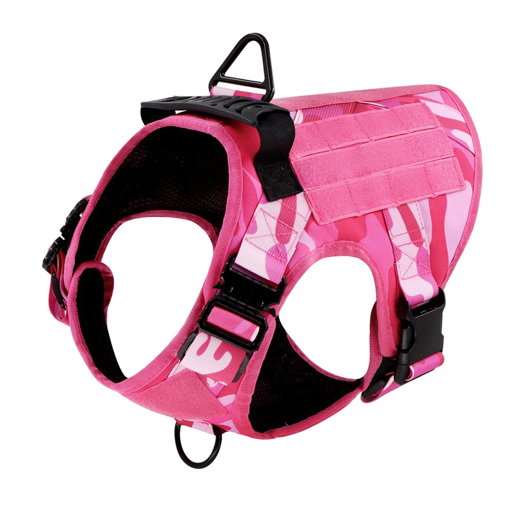 Military Pink Camouflage Dog Harness For Large Medium