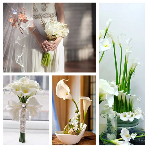 10Pcs White Artificial Calla Lily Flowers