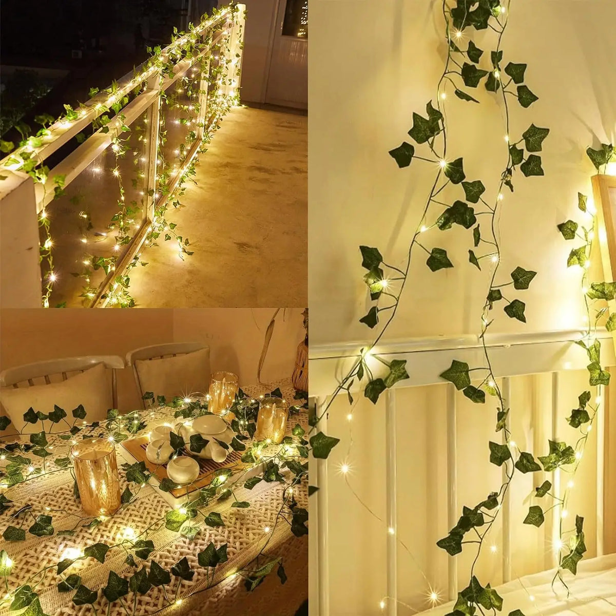 2M Green Leaf String Lights Artificial Ivy Vine