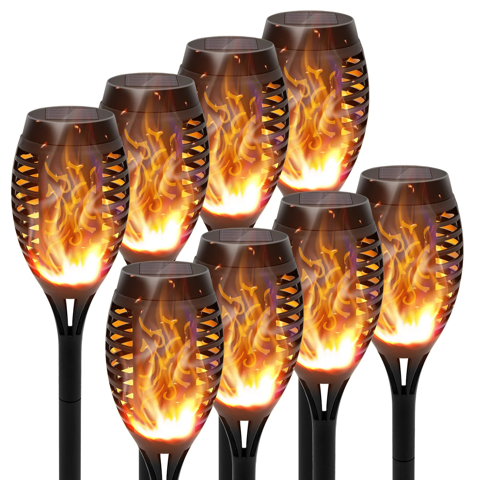 Outdoor LED 4/6/8/12 Pcs Solar Torch Lights with Flickering Flame Waterproof