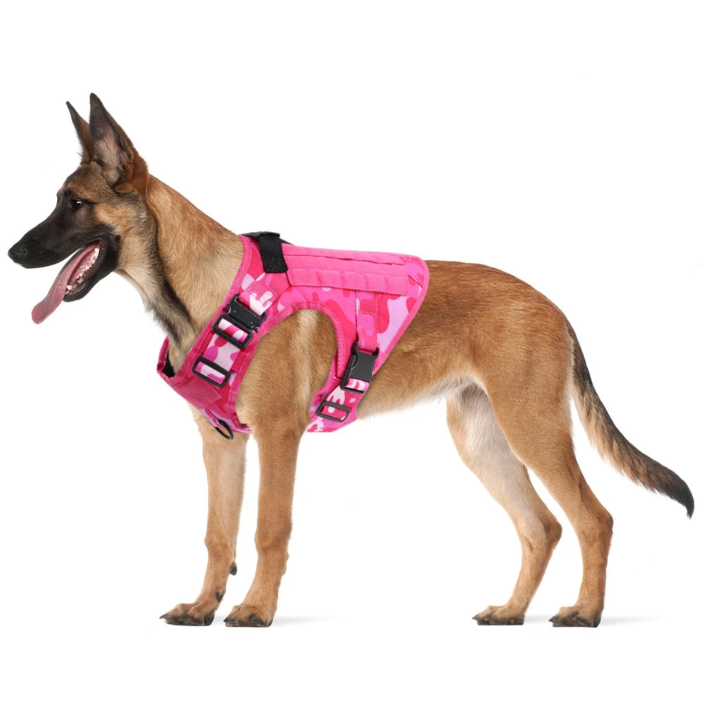 Military Pink Camouflage Dog Harness For Large Medium