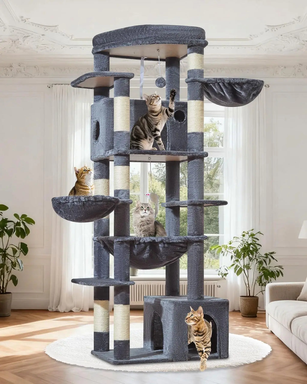 72-Inch Cat Tree with Extra-Large Platform for Large Indoor Cats