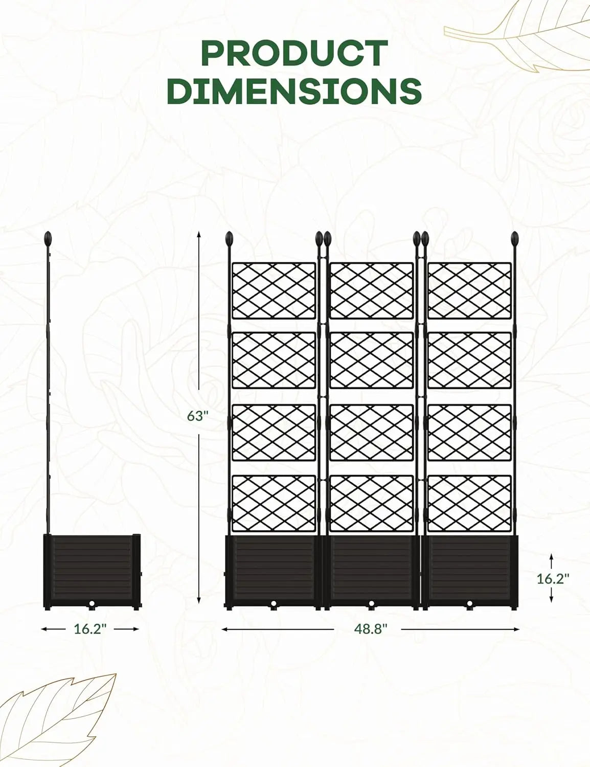 Plastic Planter Box w/ Trellis Rack 5.25FT Tall Raised Garden Bed