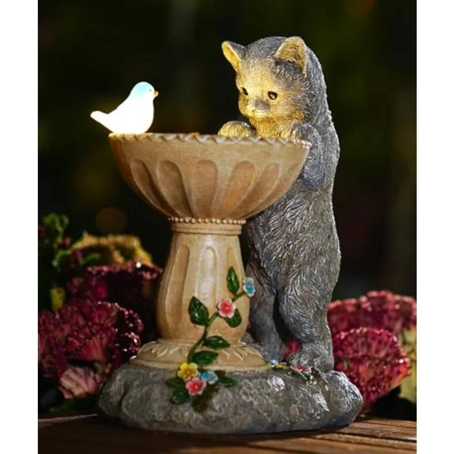 Solar Cat Statue for Garden Decor