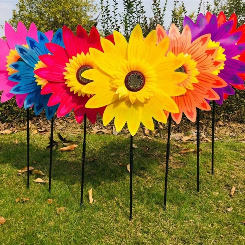 4PCS Outdoor Colorful Sunflower Wind Spinner