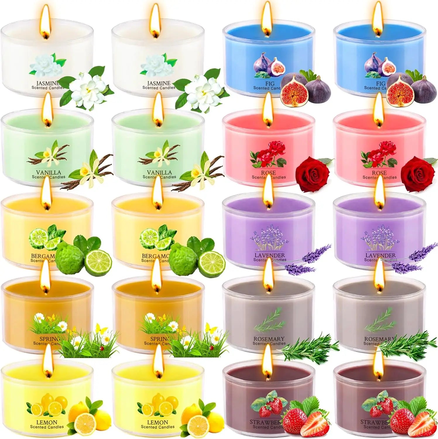 20 Pack Aromatherapy Scented Soy Candles 10 Scents 1.6oz