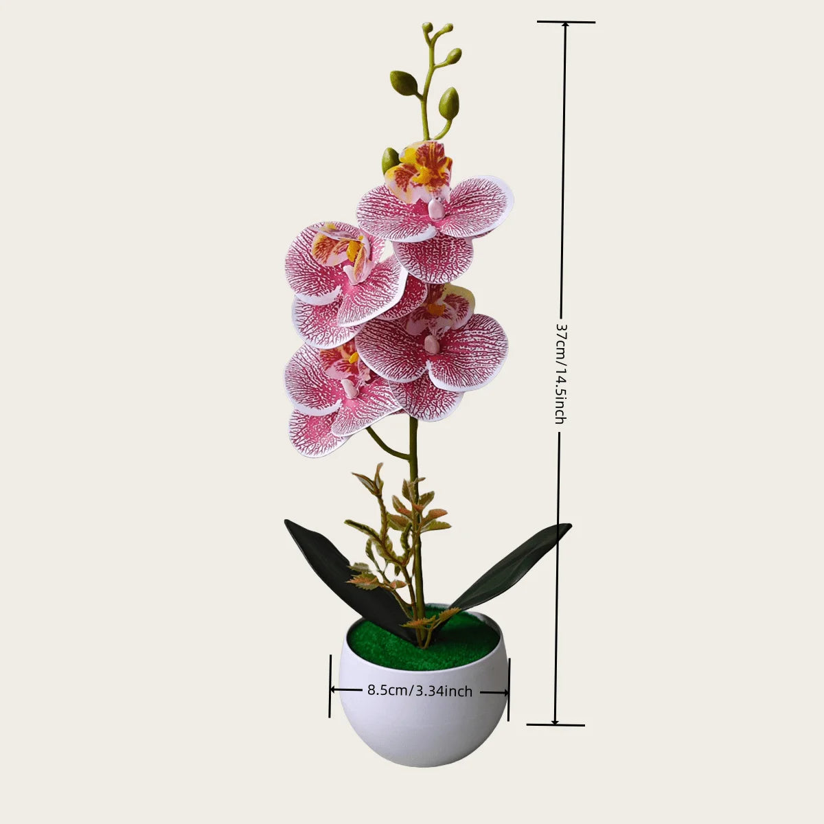 Realistic Artificial Orchid Potted Plant with Plastic Pot