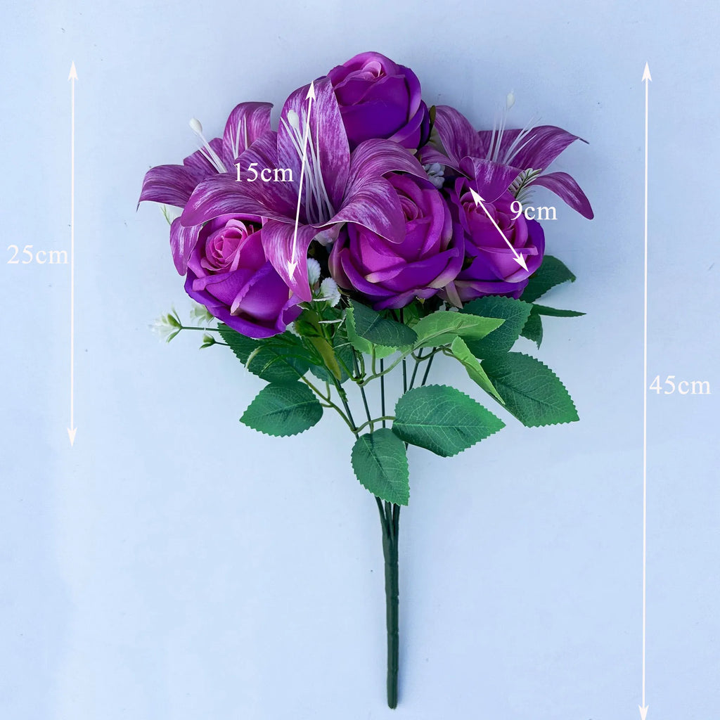 Spring Color Bouquet: Mixed Roses & Lilies