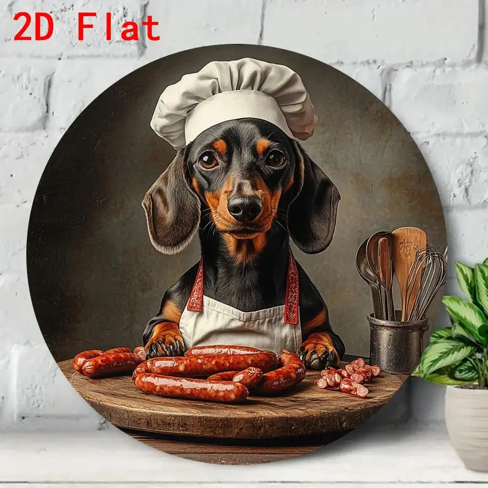 2D Aluminum Dog With Sausages Wall Art