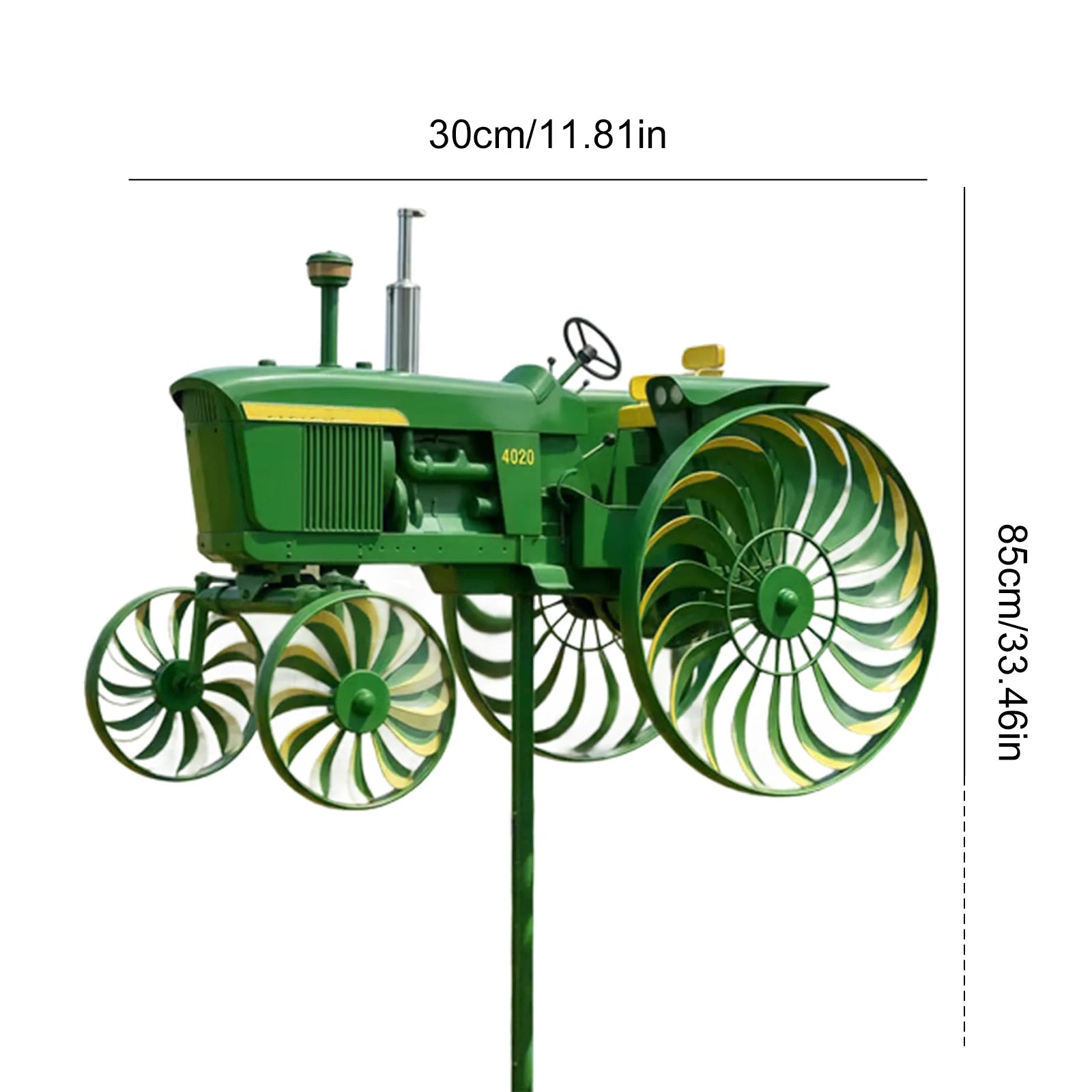 Metal Tractor Wind Spinner with Rotating Wheels