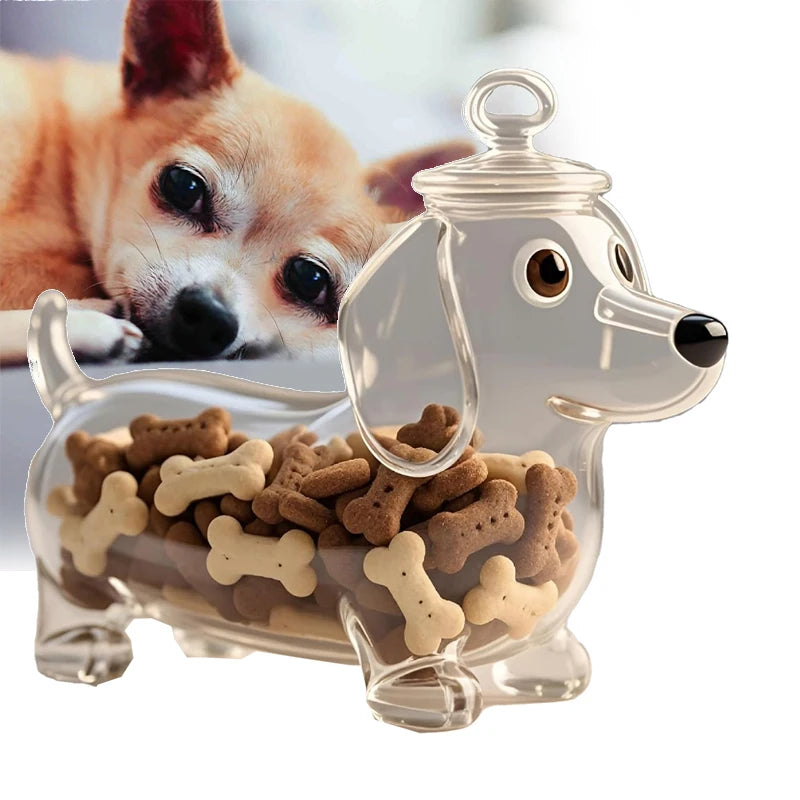 Cute Dachshund Dog Glass Snack Jar With Lid