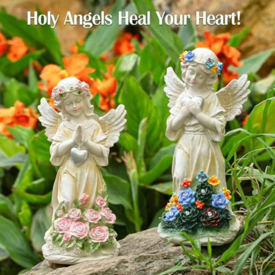 2Pcs Solar Angel Garden Statue