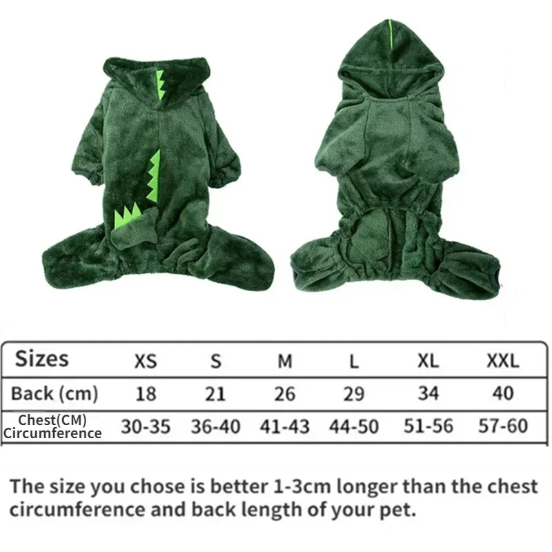 1PC  Dog Cat Blue Dinosaur Hooded Coat
