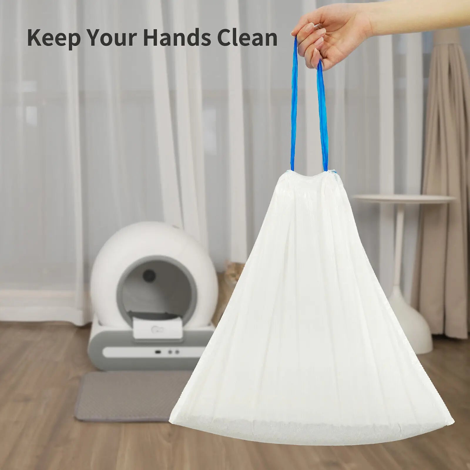 DOEL Self-Cleaning Cat Litter Box Liners Drawstring Design 17x19in/45x50cm 4 Rolls
