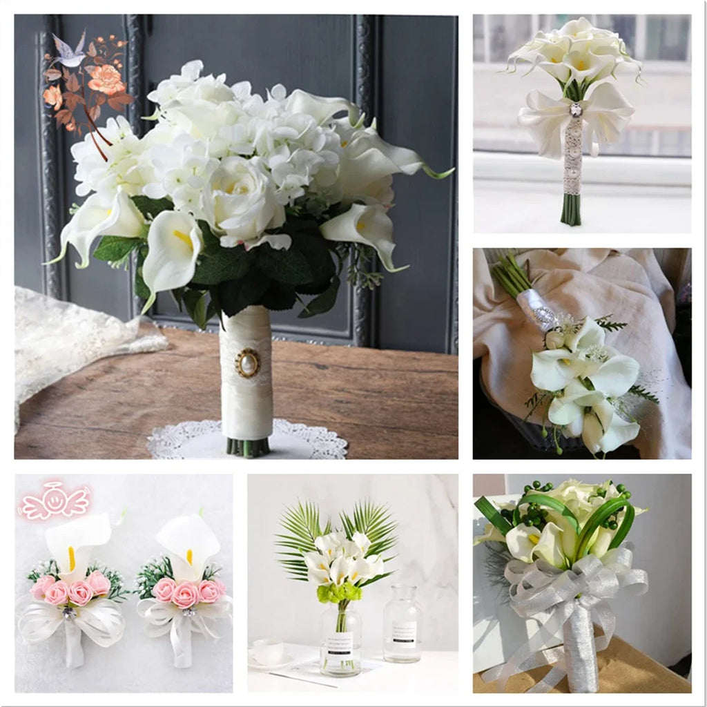 10Pcs White Artificial Calla Lily Flowers
