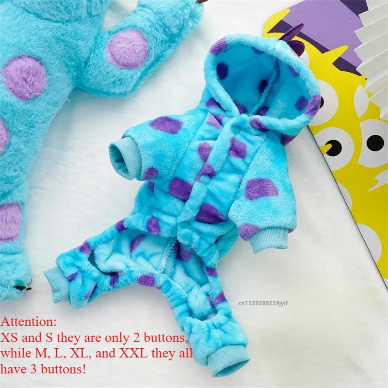 1PC  Dog Cat Blue Dinosaur Hooded Coat