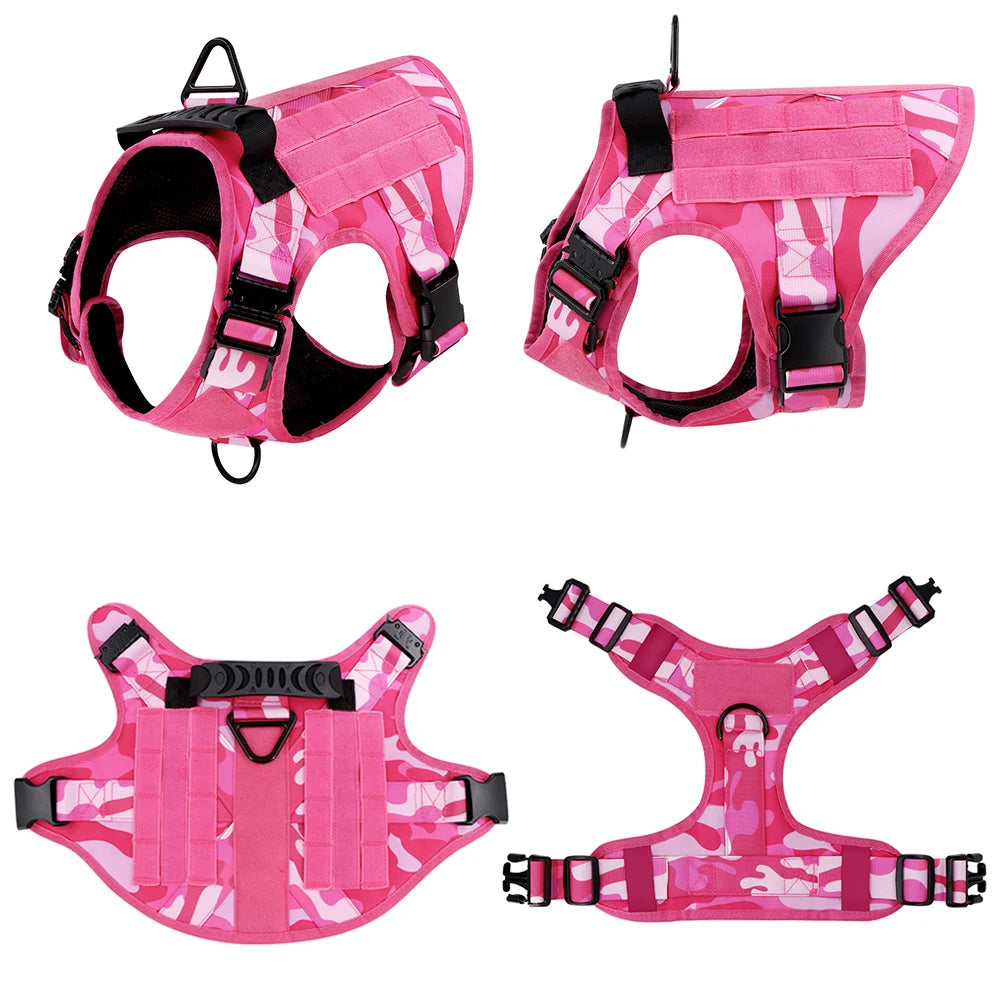 Military Pink Camouflage Dog Harness For Large Medium