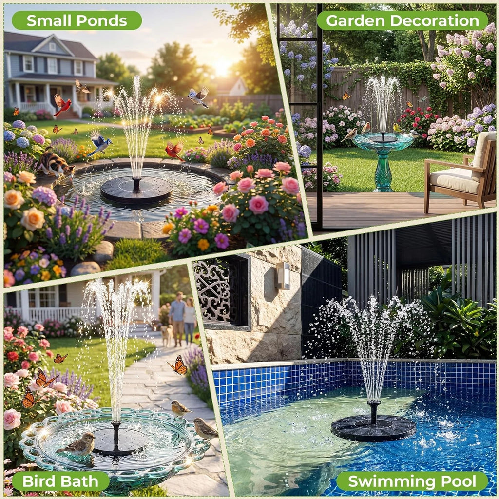  Solar Fountain with 6 Nozzles and 4 Crash Bars