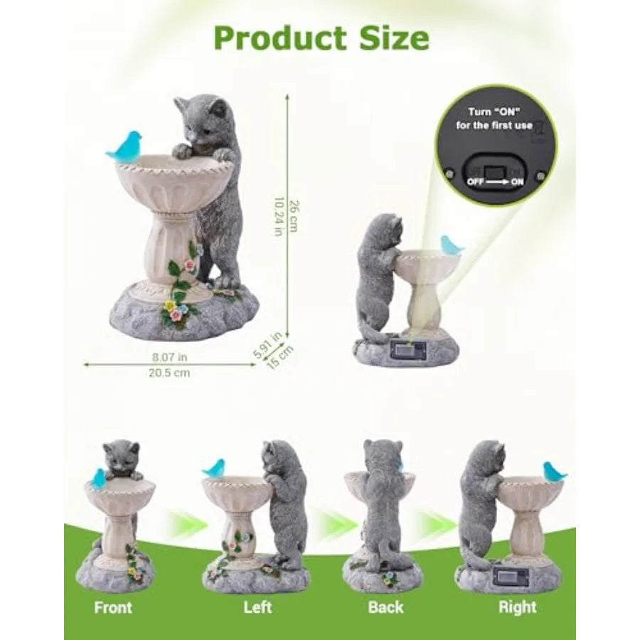 Solar Cat Statue for Garden Decor
