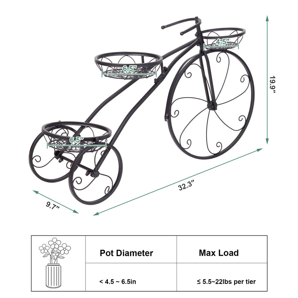 Metal 3 Tier Bicycle Plant Stand