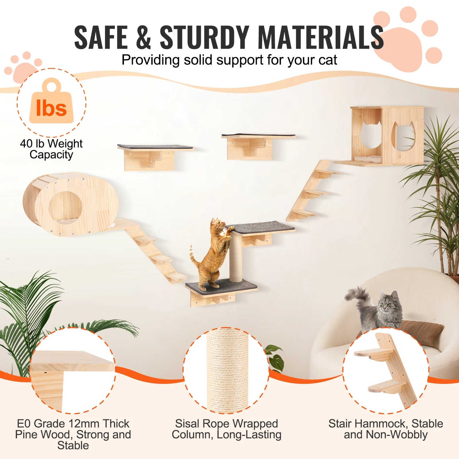 Cat Wall Shelves and Perches with Jumping Boards