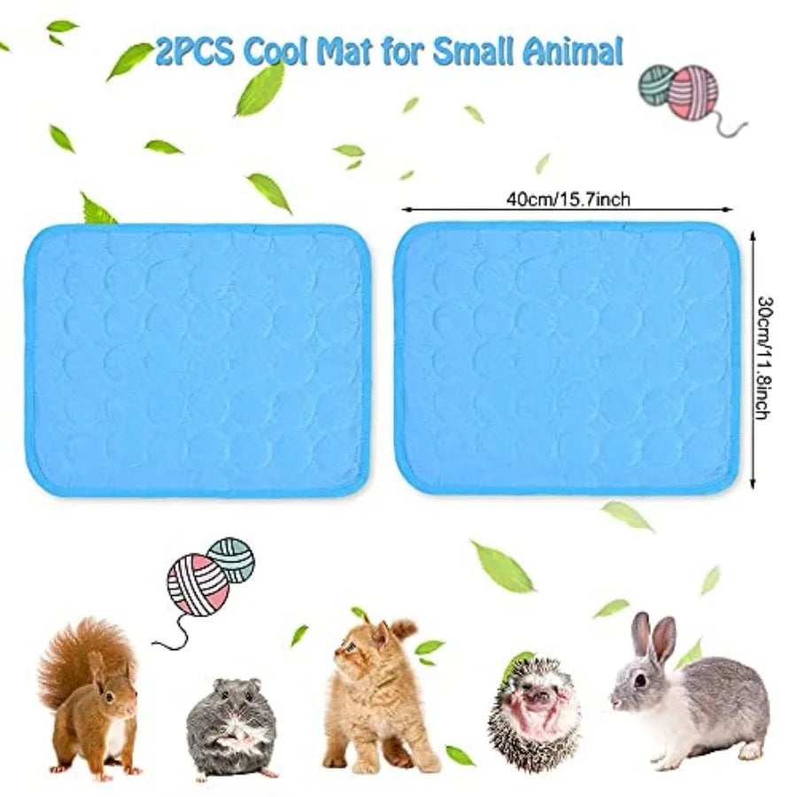 2PCS Summer Cooling Mat for Rabbit, Guinea Pig, Hamster, Cat, Small Dog
