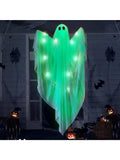 Halloween Hanging Light up Ghost with Spooky Green LED Light 47”