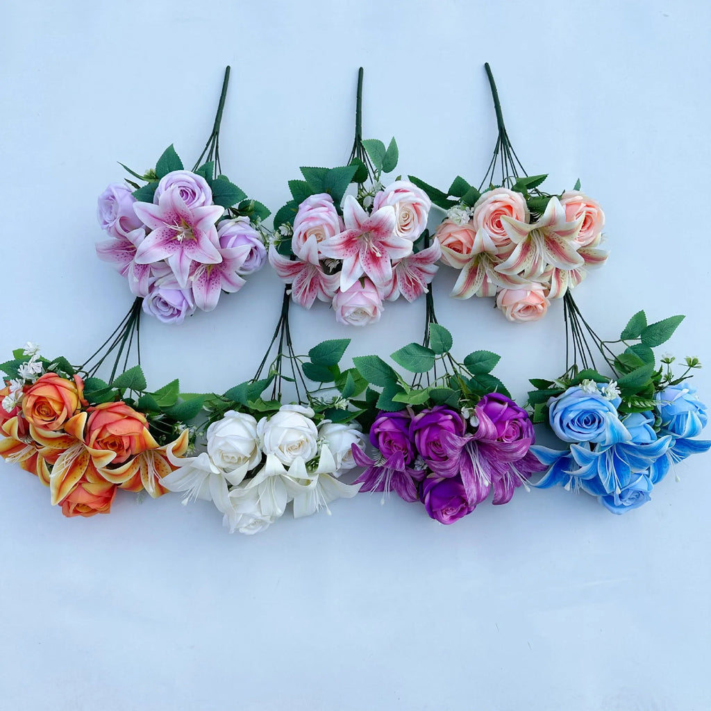 Spring Color Bouquet: Mixed Roses & Lilies