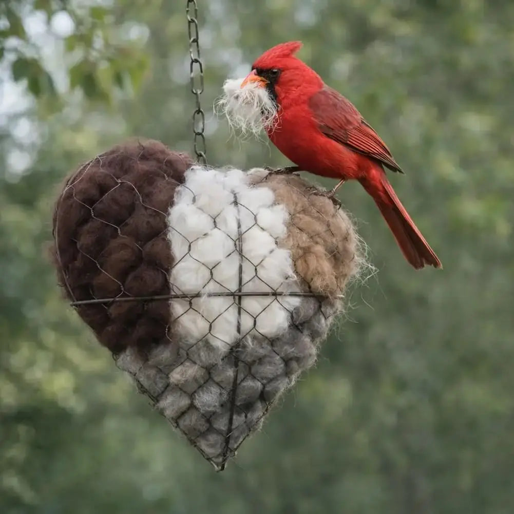 3pcs Heart-Shaped Handcrafted Fiber Bird Nesting Heart,