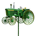 Metal Tractor Wind Spinner with Rotating Wheels
