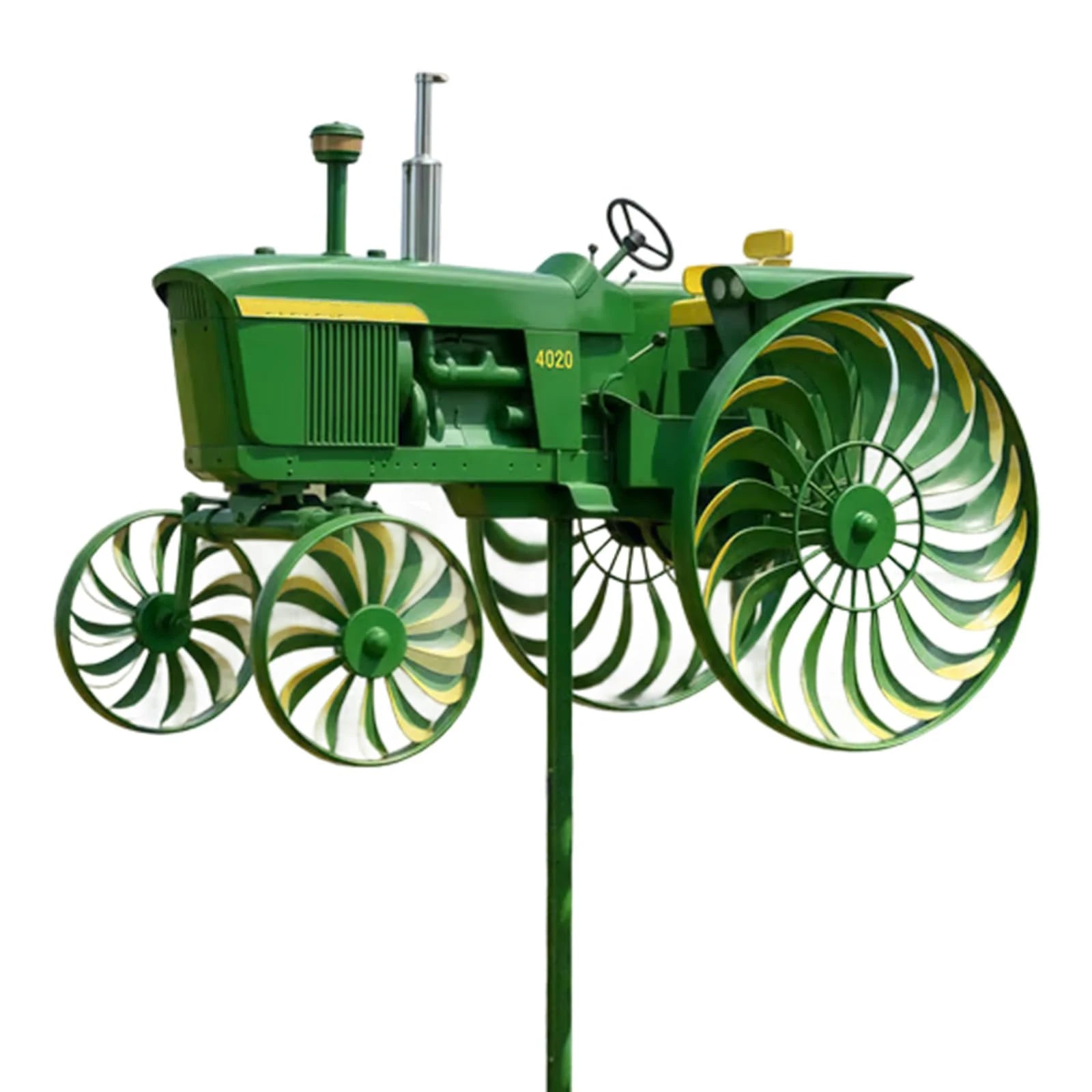 Metal Tractor Wind Spinner with Rotating Wheels