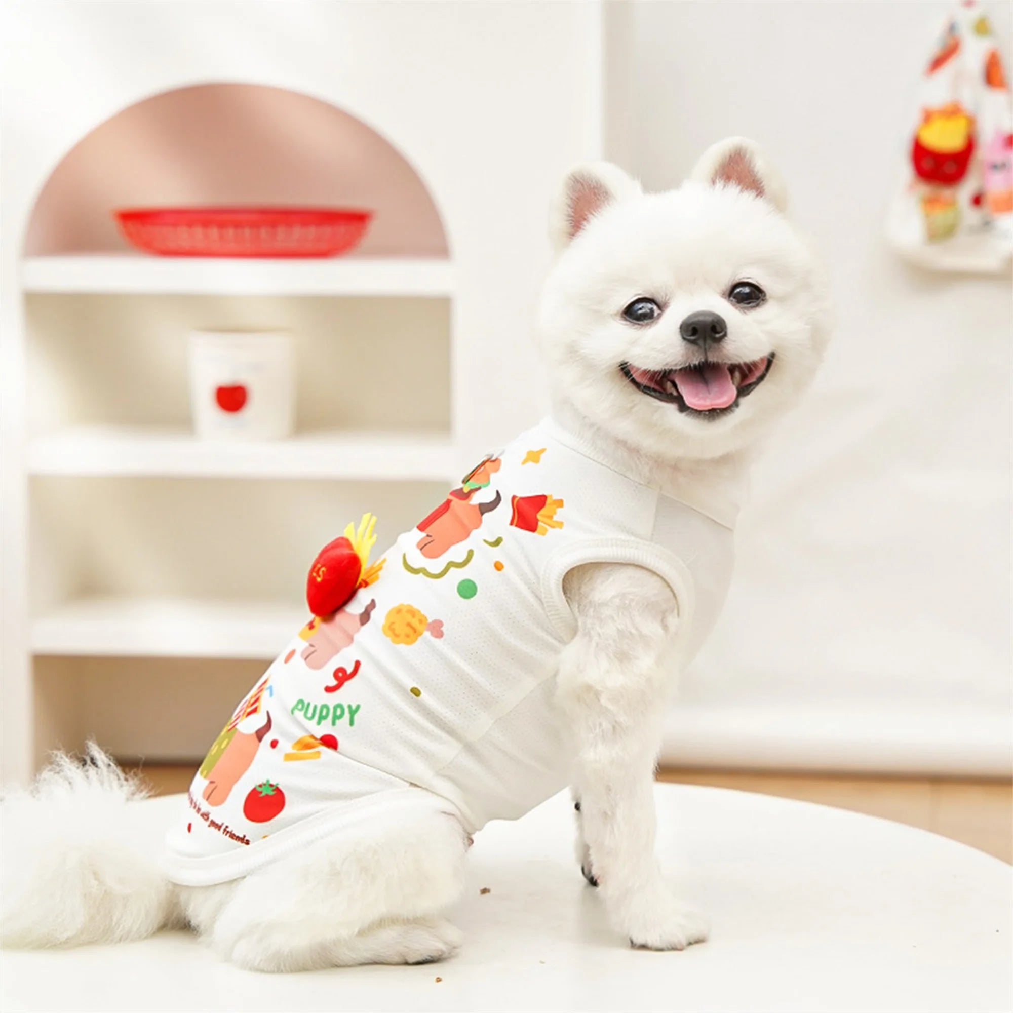 Cute Puppy Hawaiian Shirt Tropical Pineapple Print Dog Harness Vest for Small Breeds Summer Beach Outfits