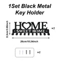 1pc Black Metal Key Holder with 10 Hooks