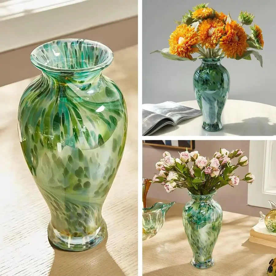 11.5Inch Glass Flower Vase for Shelf Decor, Living Room Decor, Centerpieces