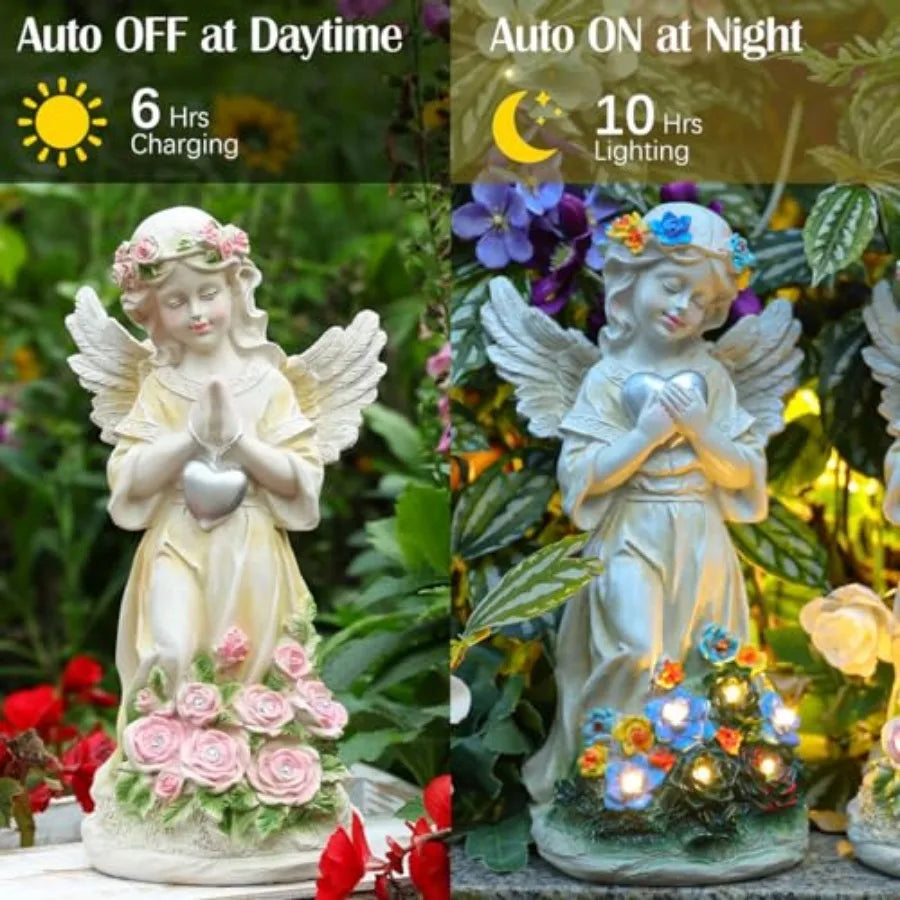 2Pcs Solar Angel Garden Statue
