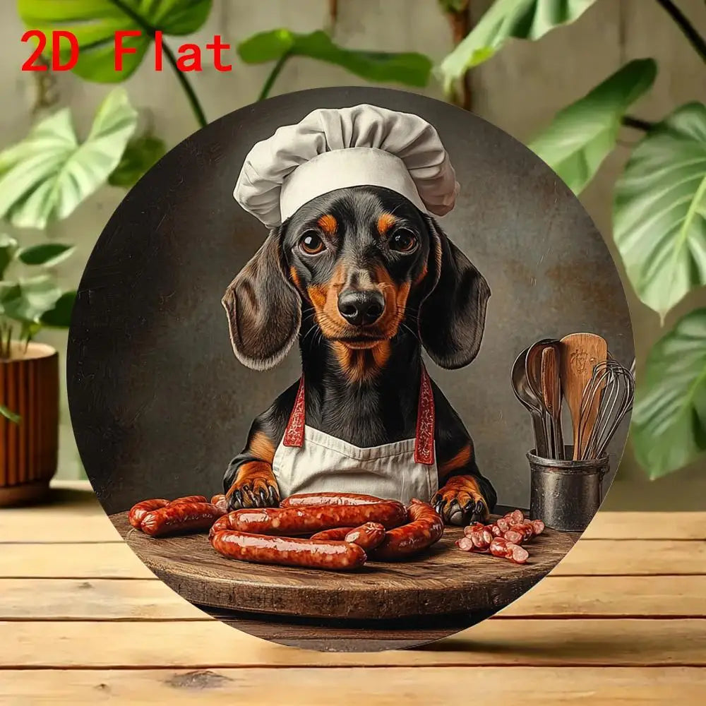 2D Aluminum Dog With Sausages Wall Art