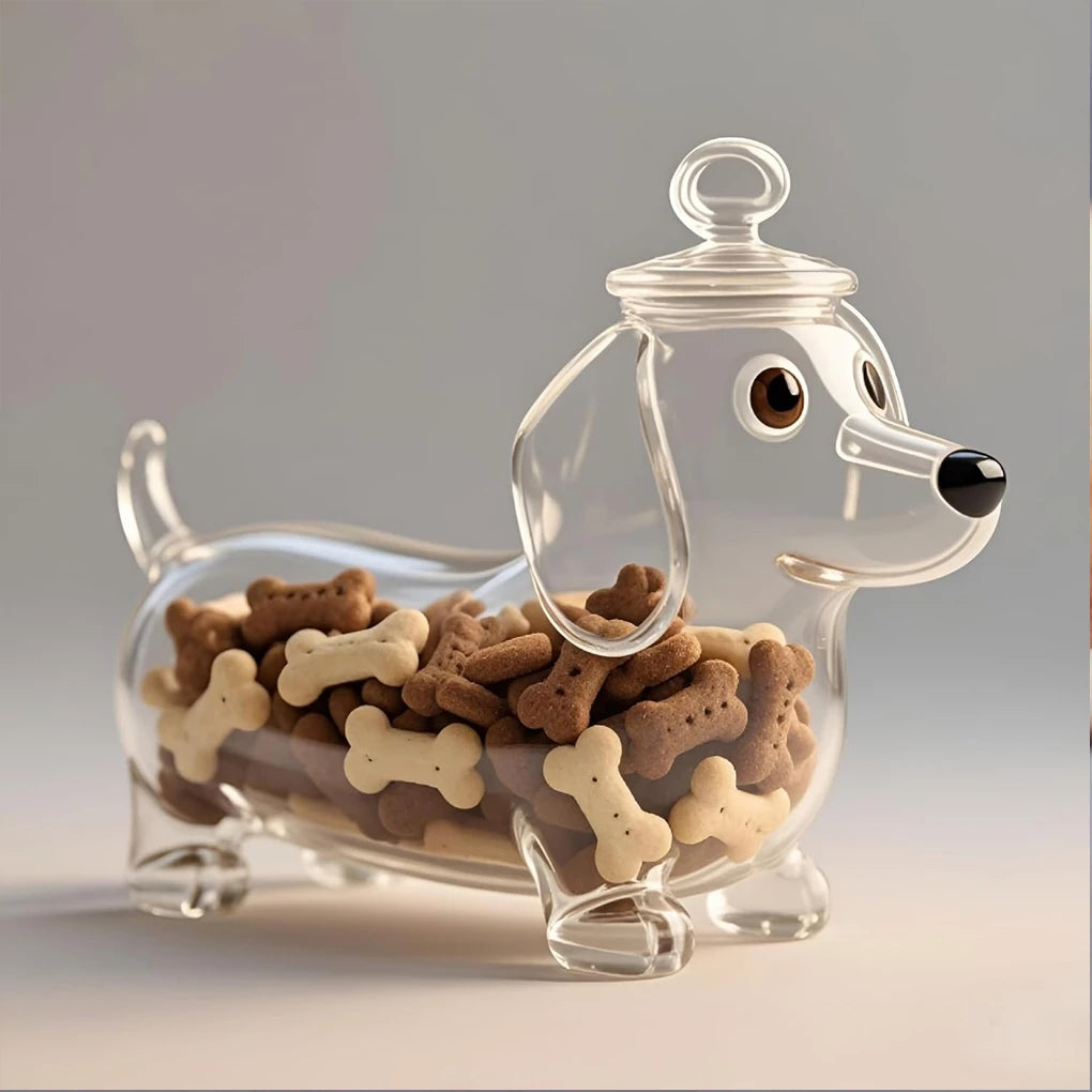 Cute Dachshund Dog Glass Snack Jar With Lid