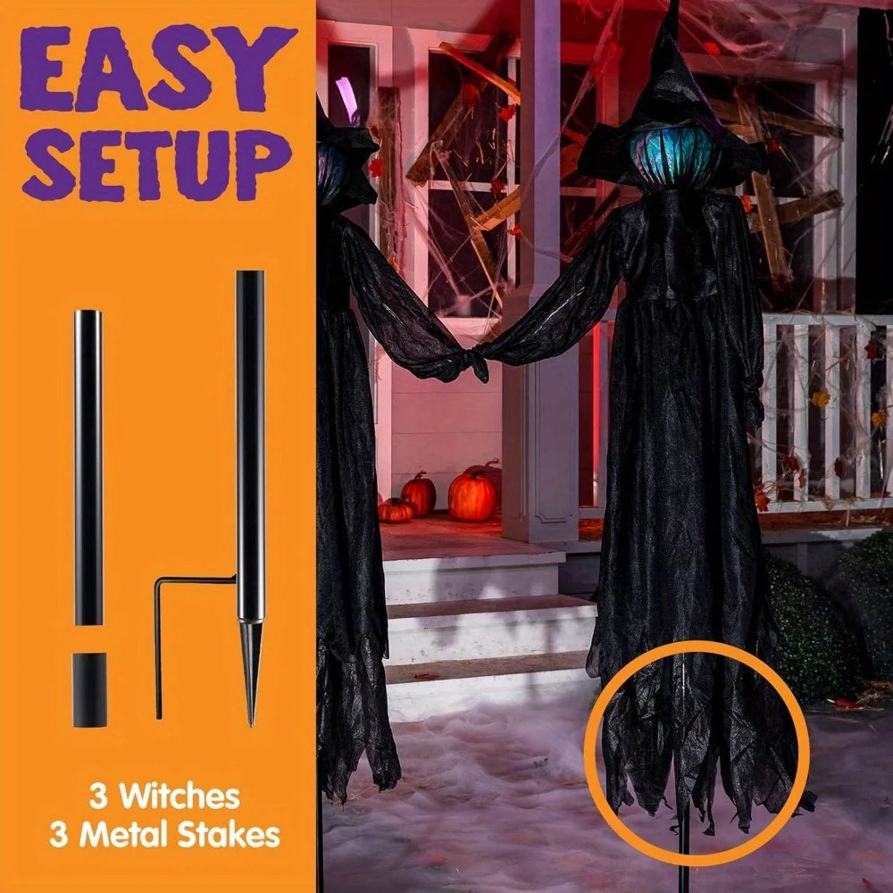 3 Pack 51'' Halloween Witch Decorations Outdoor Yard Stakes