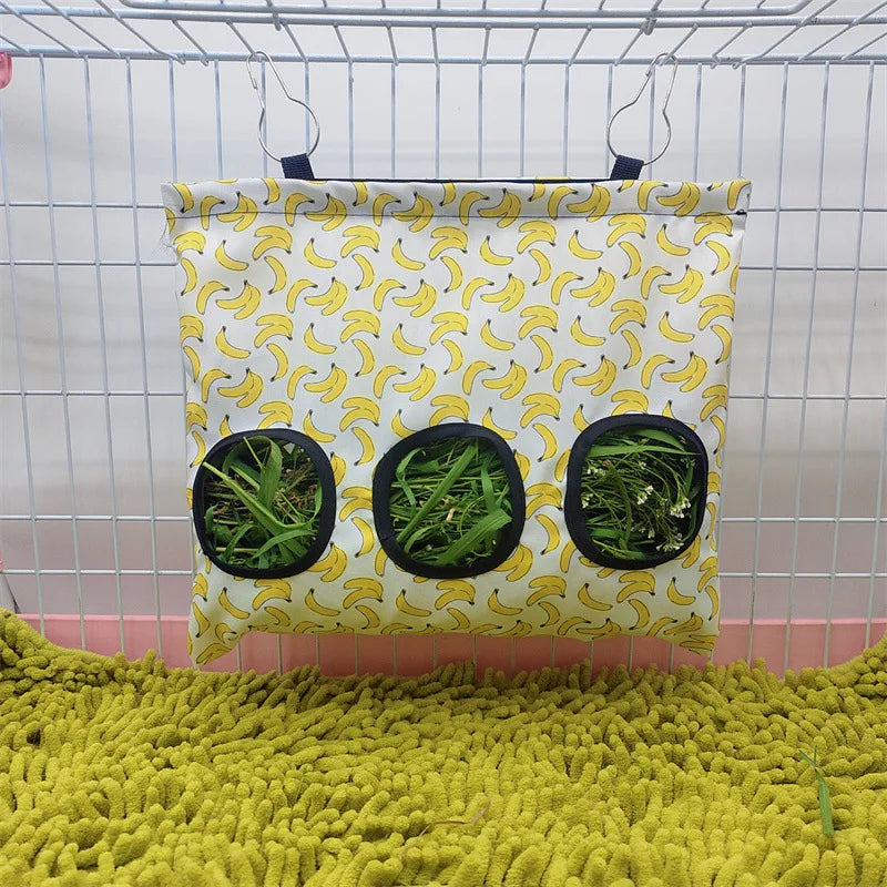 Hanging Hay Bag with hooks for Bunny Guinea Pigs Rabbit 2/3 Holes