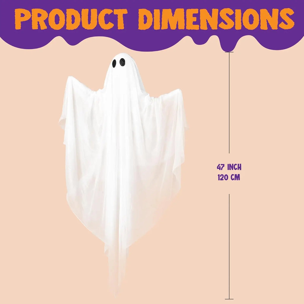 Halloween Hanging Light up Ghost with Spooky Green LED Light 47”