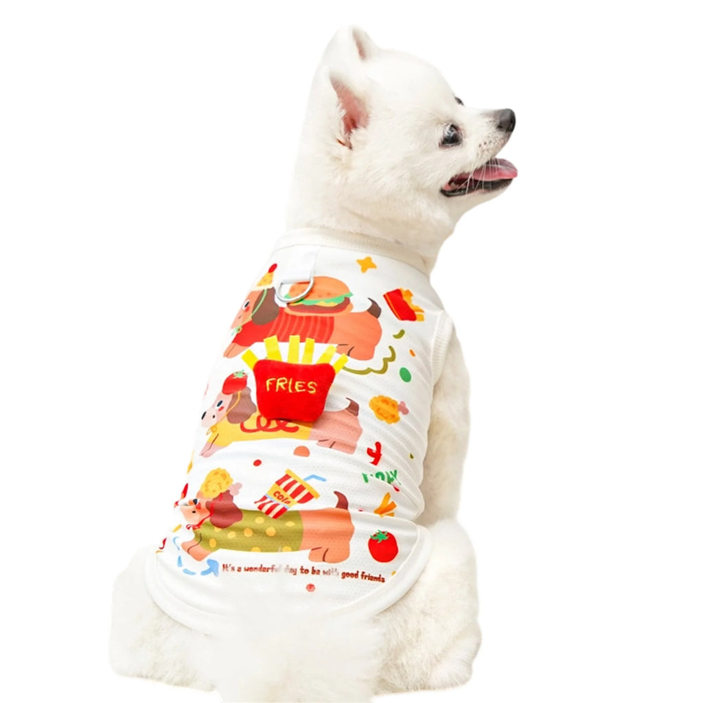 Cute Puppy Hawaiian Shirt Tropical Pineapple Print Dog Harness Vest for Small Breeds Summer Beach Outfits